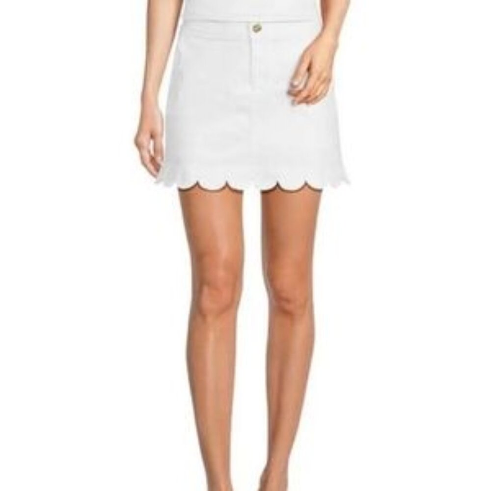 Lily Pulitzer 6 White Skort with Scalloped Hem